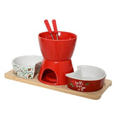 Kitchen Goods Stoneware Fondue and Tapas Set - Red